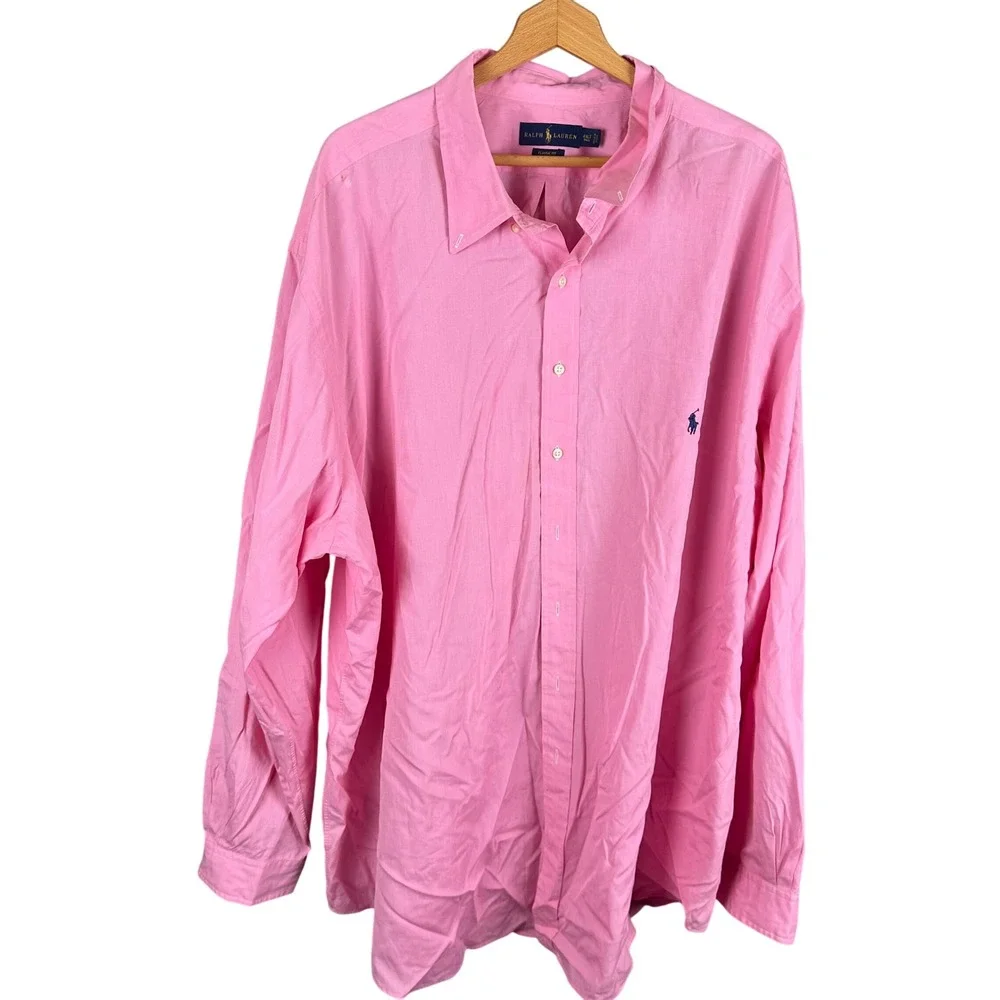 Polo Ralph Lauren Mens 4XLT Pink Classic Fit Button Down Shirt Long Sleeve Pony